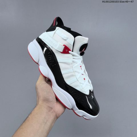 Обувь кроссовки Сделки Кроссовки Air Jordan 6 Rings High Top Six Crown бело-черно-красные AJ6 Jordan 6 поколения