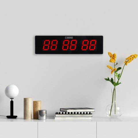 Часы электронные настенные 'Соломон', 49x13x3 см, цифра 7.5x4.3 см, красная индикация