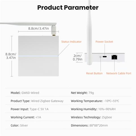 Проводной шлюз Tuya Zigbee Для бесперебойного управления умным домом Центральный узел поддерживает различные устройства Zigbee