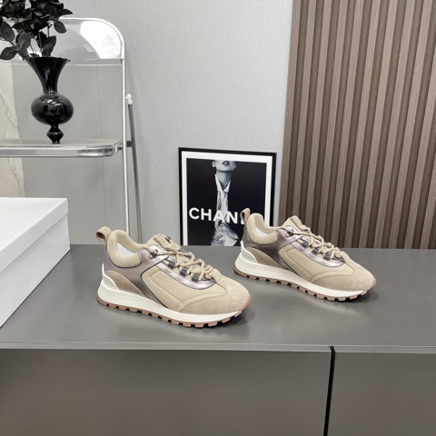 Brunello Cucinelli Новые женские кроссовки 2026 Спортивные повседневные оригинальная кожа замша комфорт на каждый день