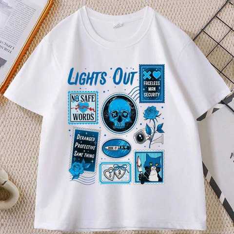 Футболка Lights Out T-Shirt Dark Romance Reader Графическим Принтом Хлопковая Футболка Высокого Качества С КоротКими Рукавами