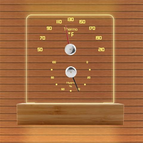 Термометр для Сауны 2 в 1 Термометр по Фаренгейту Гигрометр со светодиодной подсветкой Аксессуары для Сауны Отеля