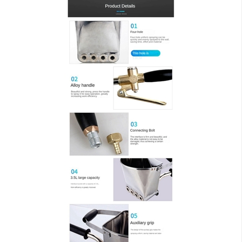 Распылитель раствора для штукатурки стен Лопата для штукатурки стен Бункер Ковш Распылитель цементного раствора Инструмент для распыления краски для штукатурки потолка и бетона