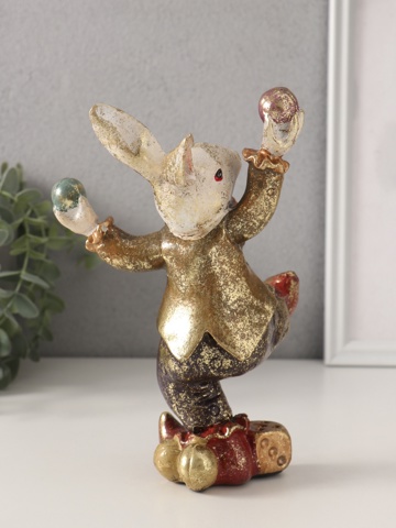 Фигурка полистоун 'Цирковой кролик-жонглёр', 12.5x15x20 см