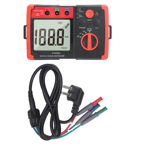 GT5206A Цифровой тестер УЗО (ELCB) для обнаружения протечек, прибор для проверки защитных автоматических выключателей с AU-розеткой 220V