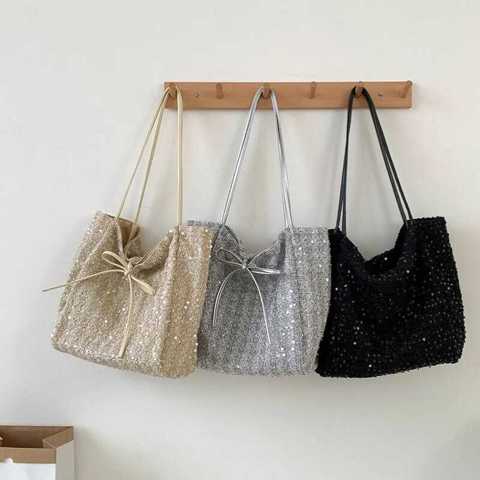 Blingbling Блестящие Сумки-тоут Женские Большие Вместительные Сумки На Плечо С Блестками 2025 Новая Модная Сумка Подмышки