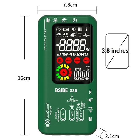Цифровой мультиметр BSIDE с инфракрасной температурой, диод 15 В, светодиодный перезаряжаемый интеллектуальный мультиметр DMM A