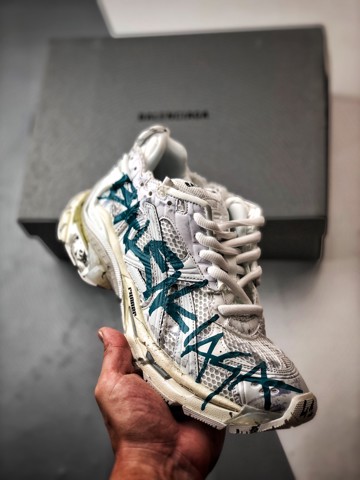 Кроссовки Worlds Nicest Balenciaga Runner, белые, синие, с принтом, Paris Dachang, чистые оригинальные полуботинки в стиле ретро, кроссовки