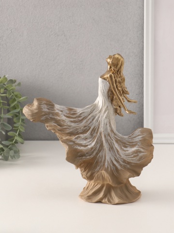 Фигурка полистоун 'Перерождение. Девушка в летящем платье', бежевый, 22.5x8.5x25 см