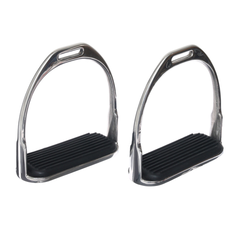 Стремена металлические с резиновыми вставками, хром, набор 2 шт.