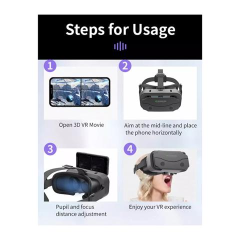 3D очки виртуальной реальности Портативная гарнитура, устанавливаемая на голову, регулируемая для смартфонов Android с диагональю экрана 4,7-7,0 дюймов, очки виртуальной реальности