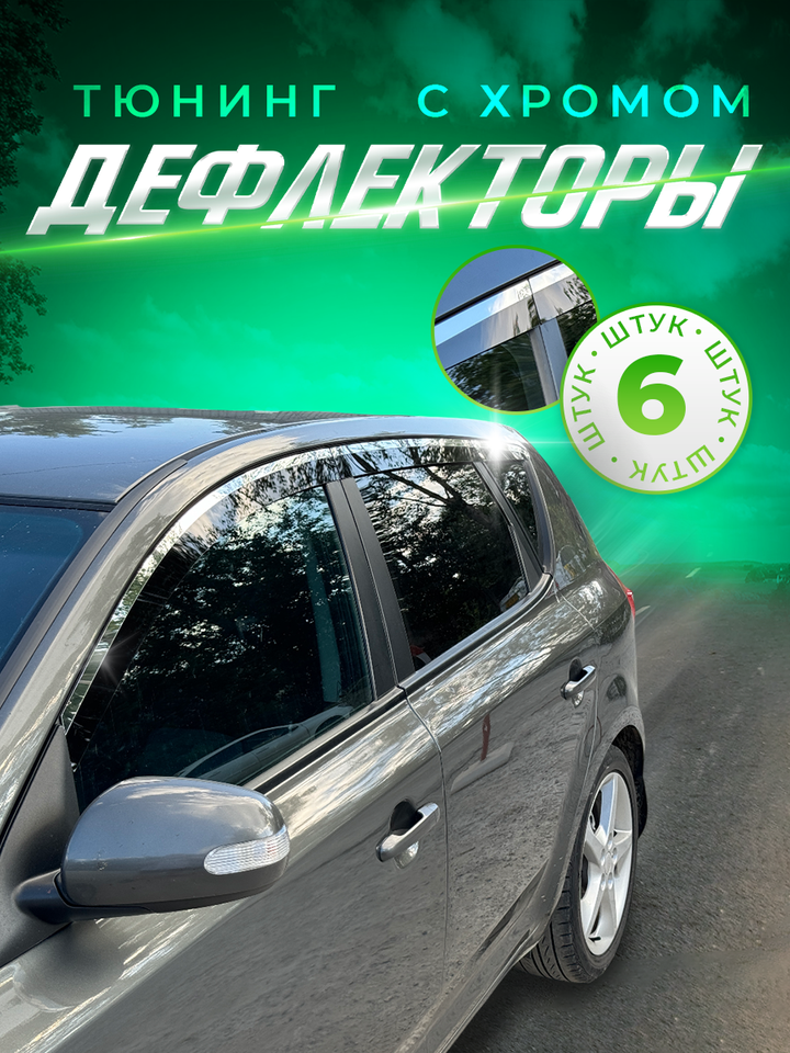 

Плоские тюнинг дефлекторы для окон Hongqi HS5 (2019-н.в.) 1 поколения. Ветровики для Хончи HS5. Комплект 6 шт