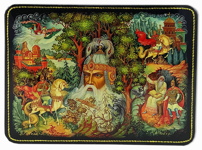 

Шкатулка лаковая Холуй Руслан и Людмила, голова Богатыря.