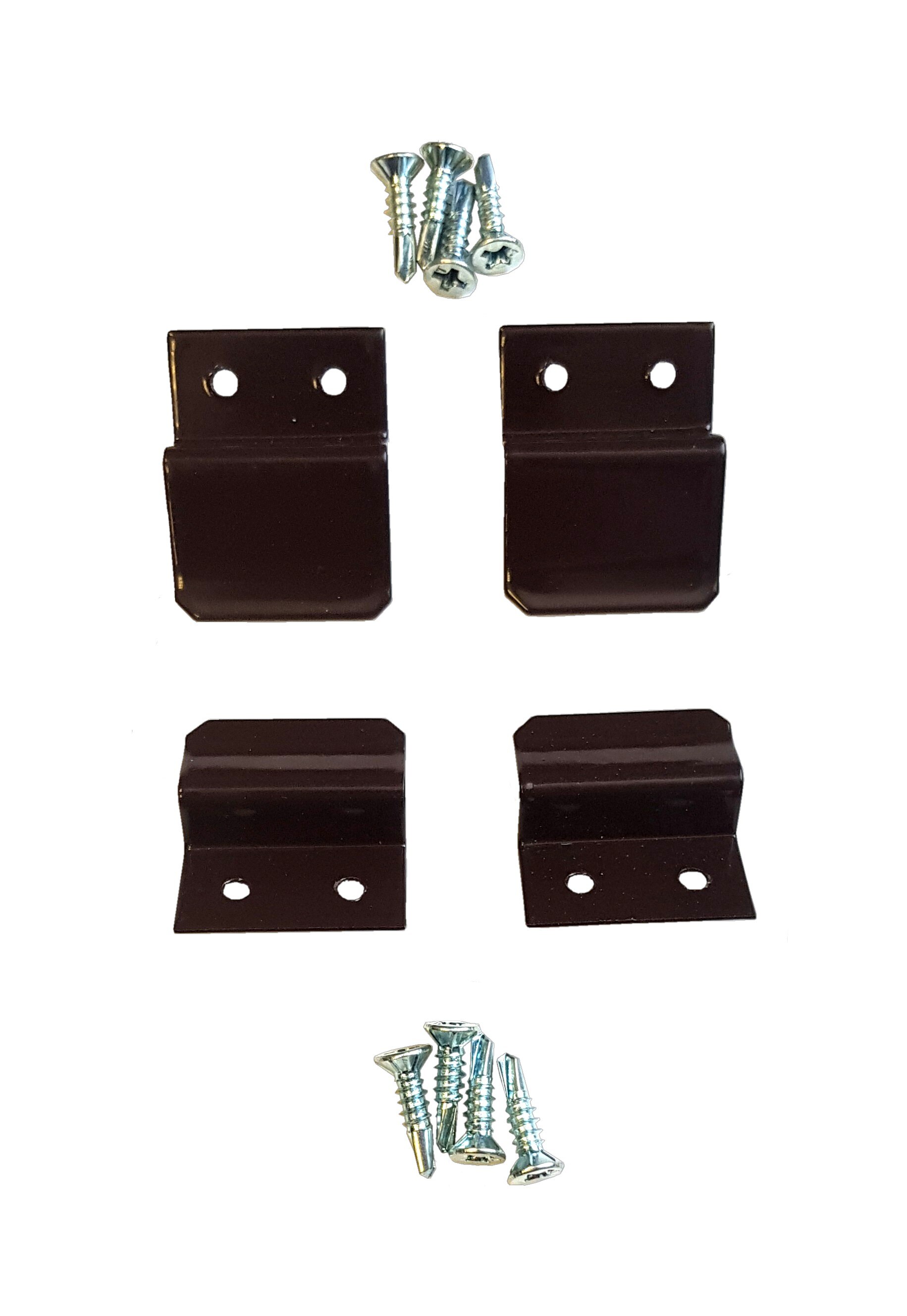 

Комплект металлических креплений для москитной сетки 4шт+саморезы.