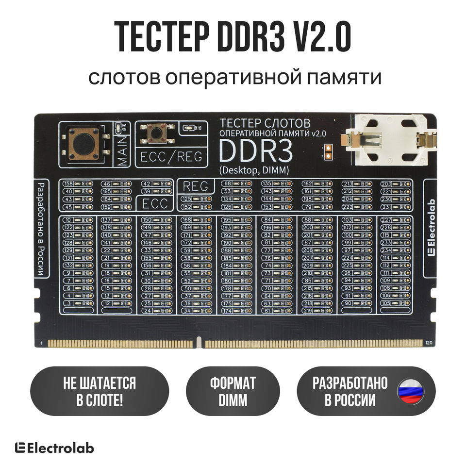 

Тестер слота памяти для материнской платы DDR3, диагностический анализатор, SDRAM светодиодная индикация ДДР3 Electrolab