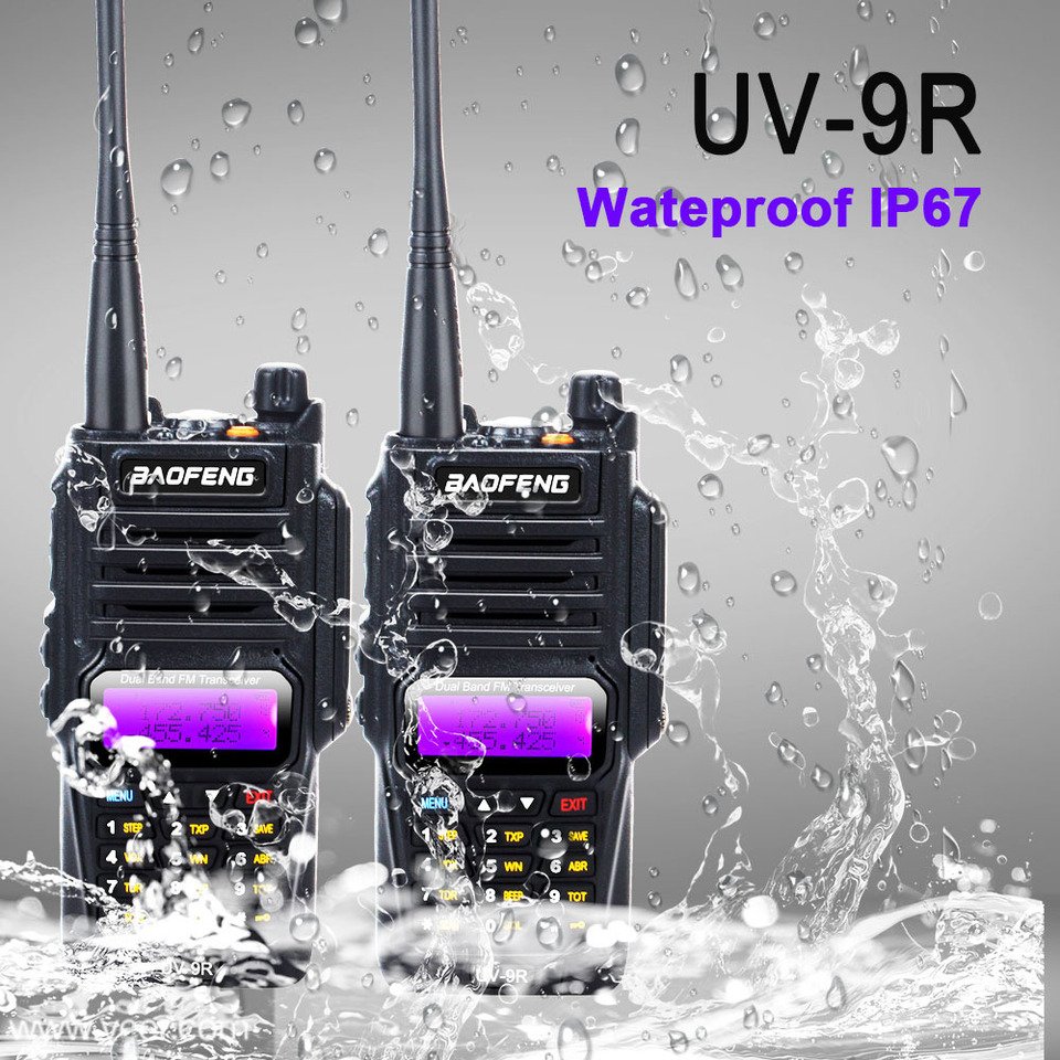 

Портативная рация Baofeng UV 9R, Двухчастотная, Водонепроницаемая, UV-9R, VHF, УВЧ, 8 Вт, 128 каналов, С динамиками, 2 комплекта