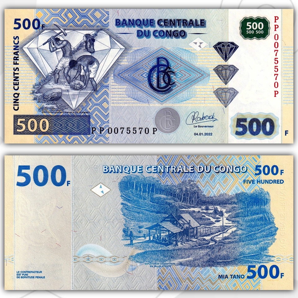 

Конго 500 франков 2022 год