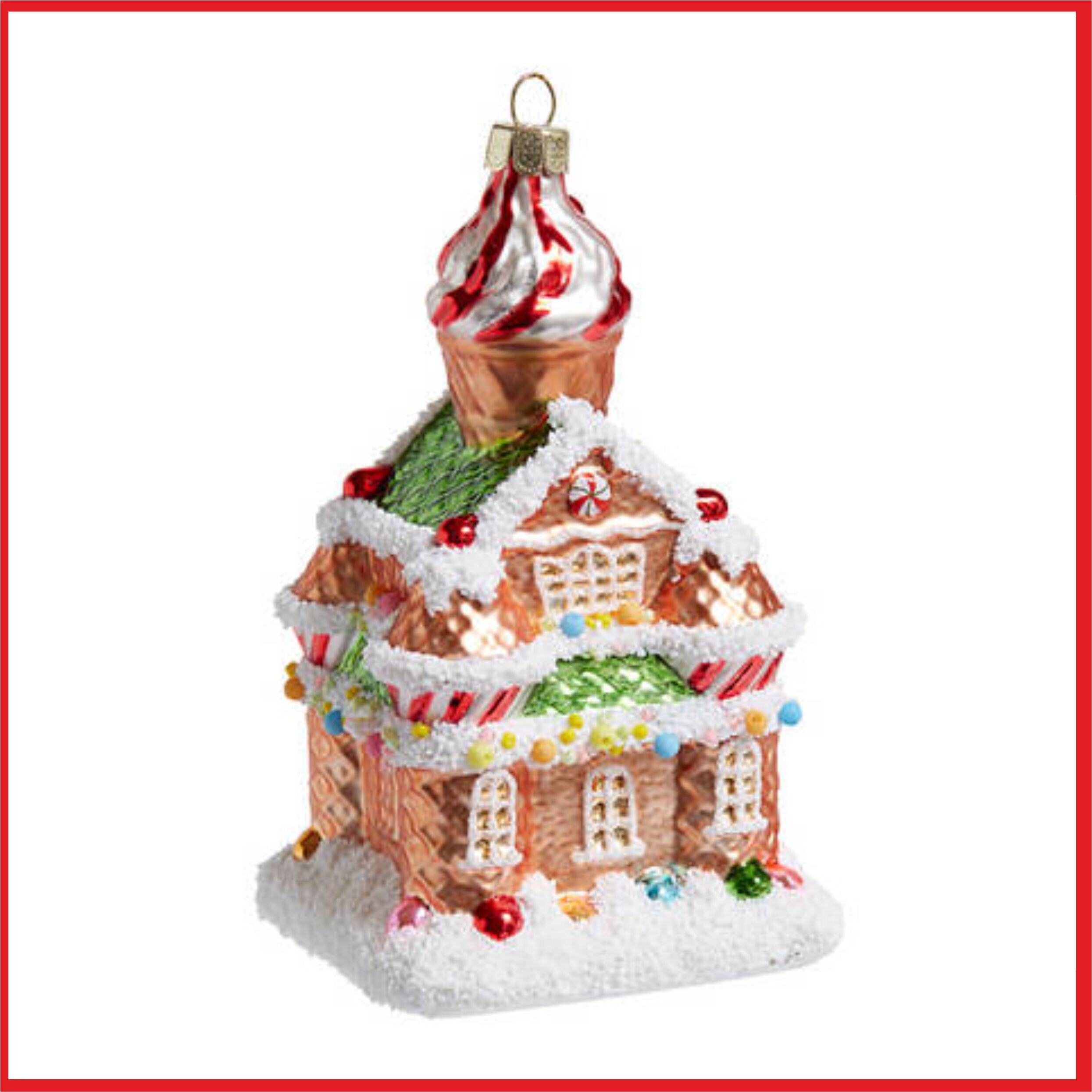 

Елочная игрушка Домик имбирно-пряничный GLT643 (стекло) Holiday Classics 9х5,7х13 см коллекционная игрушка,Новый год 2025