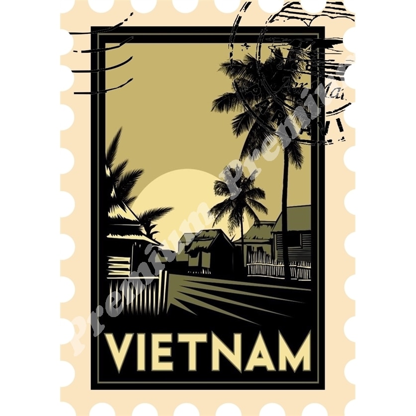 

Вьетнам Сувенирный магнит Винтажный туристический плакат