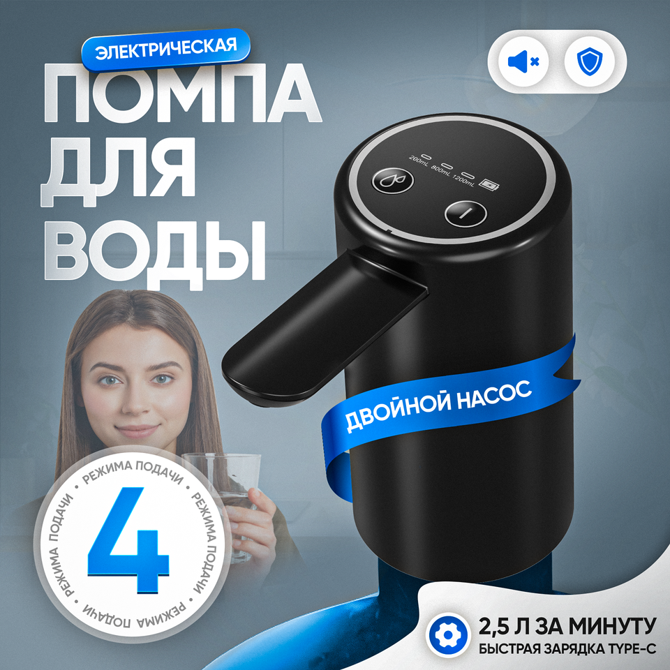 

Помпа для воды электрическая на бутыль 19 л AquANDLike с двойным насосом