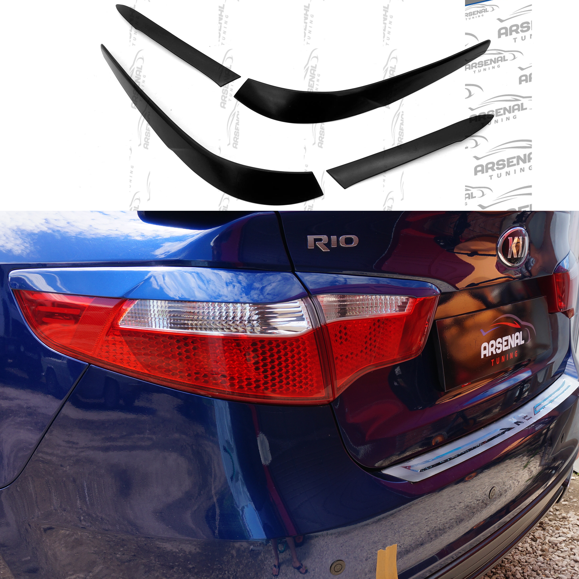 

Накладки на задние фонари для KIA RIO 3 2011-2014 дорестайлинг, АБС пластик, тюнинг, задние реснички, накладки на фары