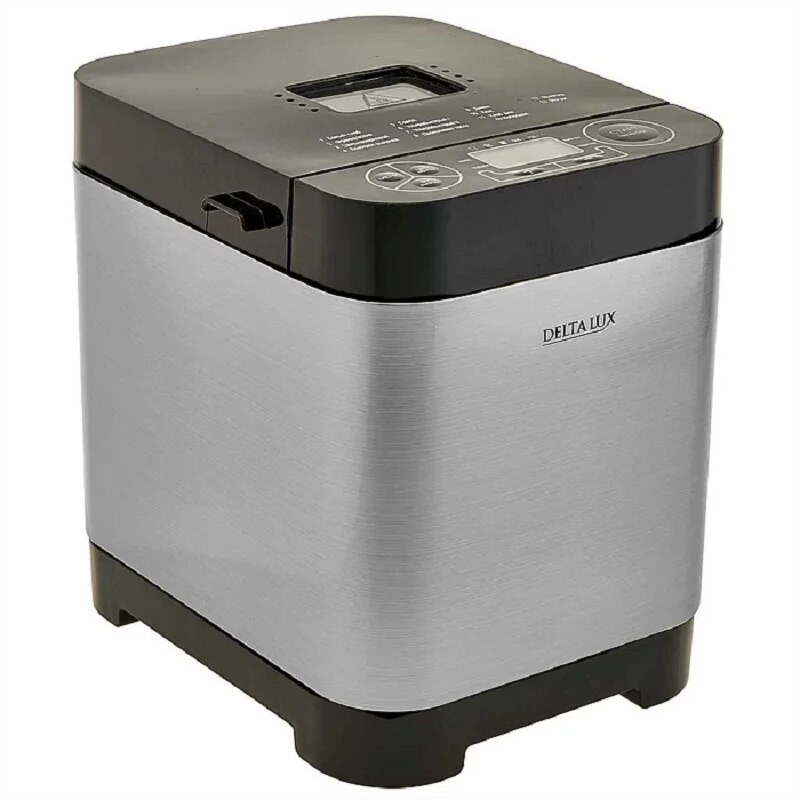 

Хлебопечь электрическая 500 Вт, 500/750 г, 13 программ DELTA LUX DL-8008В серебристая с черным