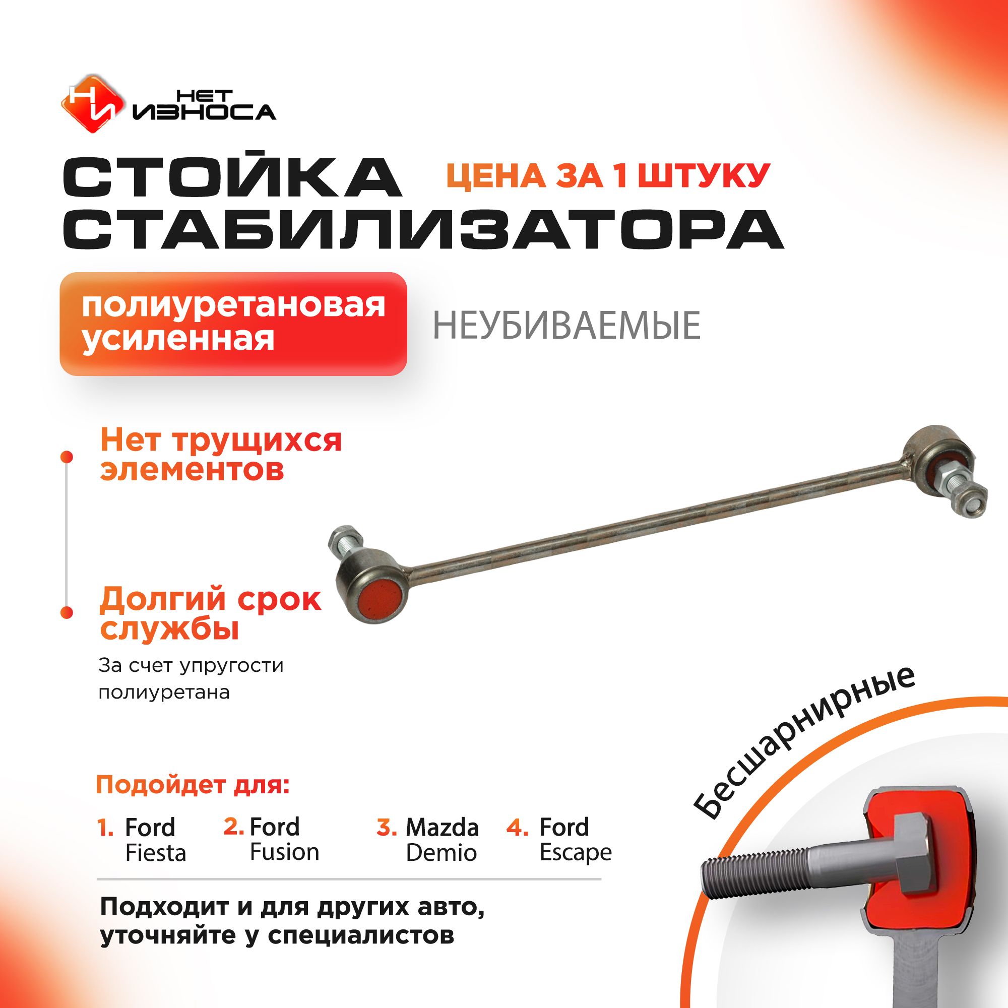 

Стойка стабилизатора полиуретановая усиленная NL113, FORD Fiesta, Escape, Fusion, MAZDA DEMIO EP3W, EPFW, TM7.