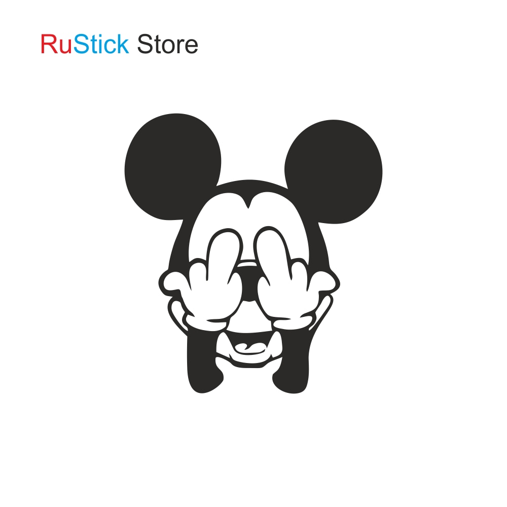 

Наклейка на авто Веселый Микки Маус с факами