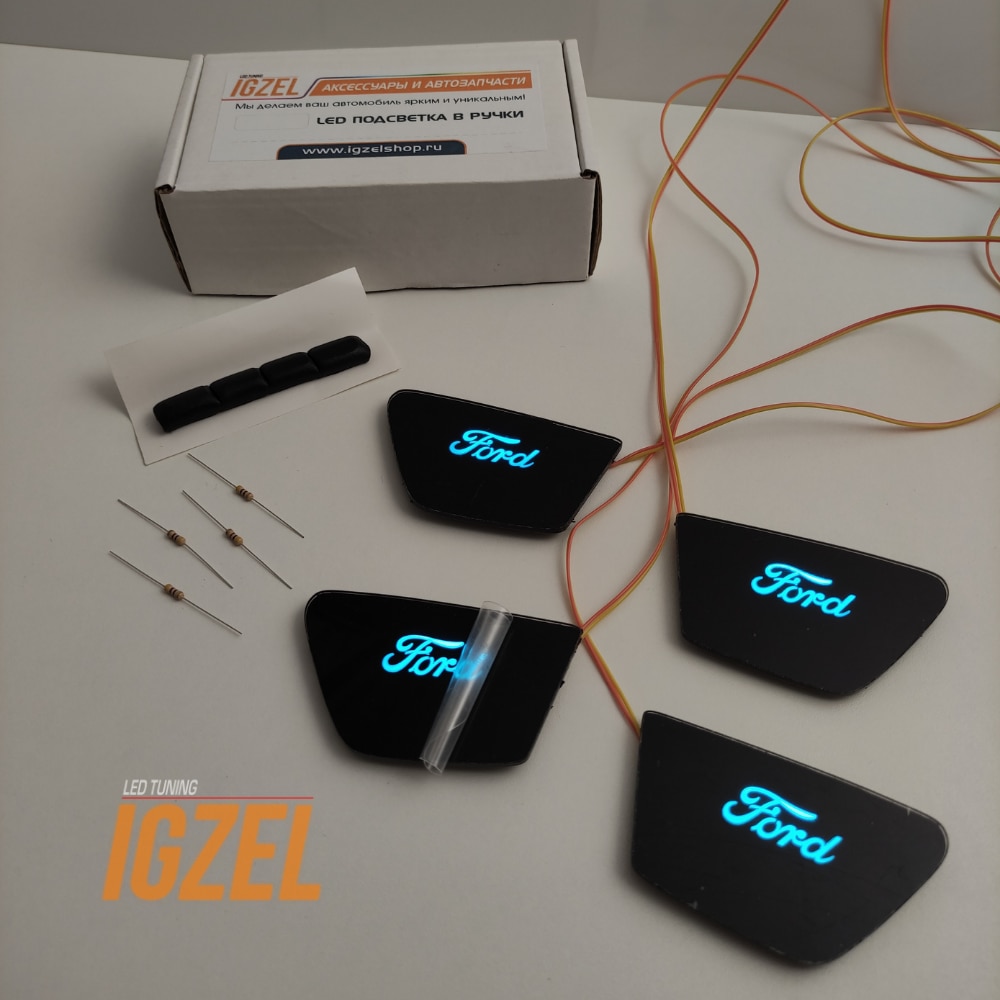 

Светодиодная подсветка салона автомобиля IGZEL для Ford Focus 3 , Led накладка дверных ручек светящаяся вставка, тюнинг