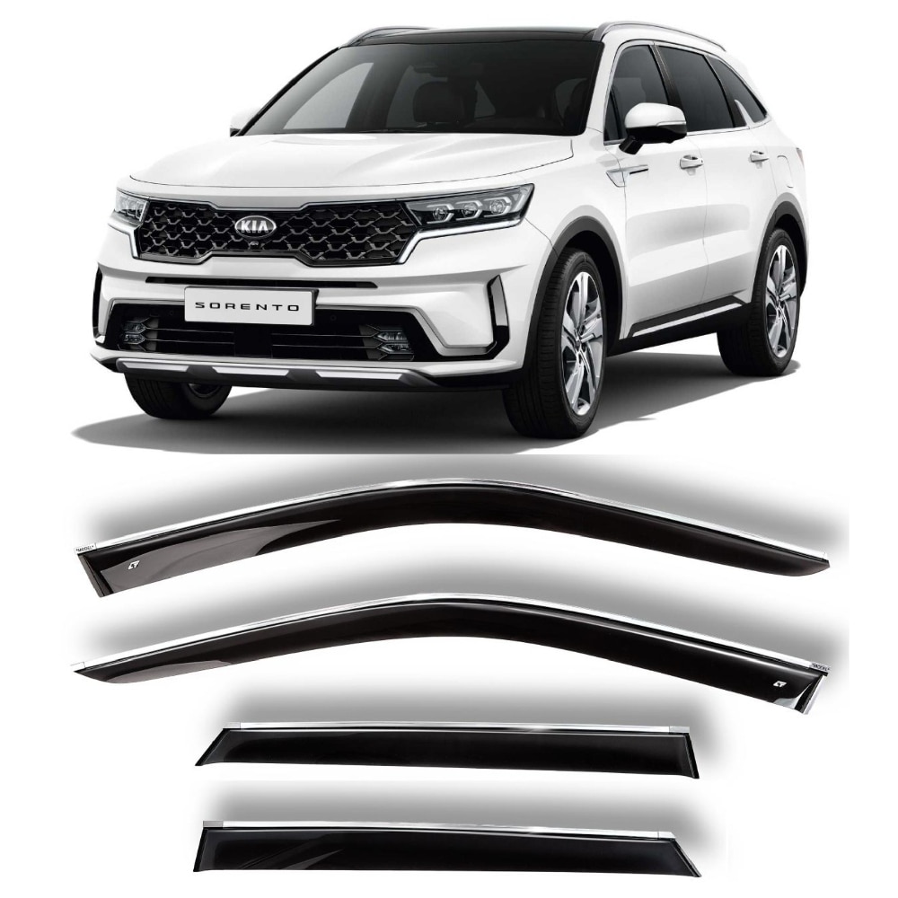 

Дефлекторы окон хром полоска молдинг Cobra Tuning K16320CR на авто Kia Sorento 4 IV 2020-н.в ветровики от дождя солнца и ветра