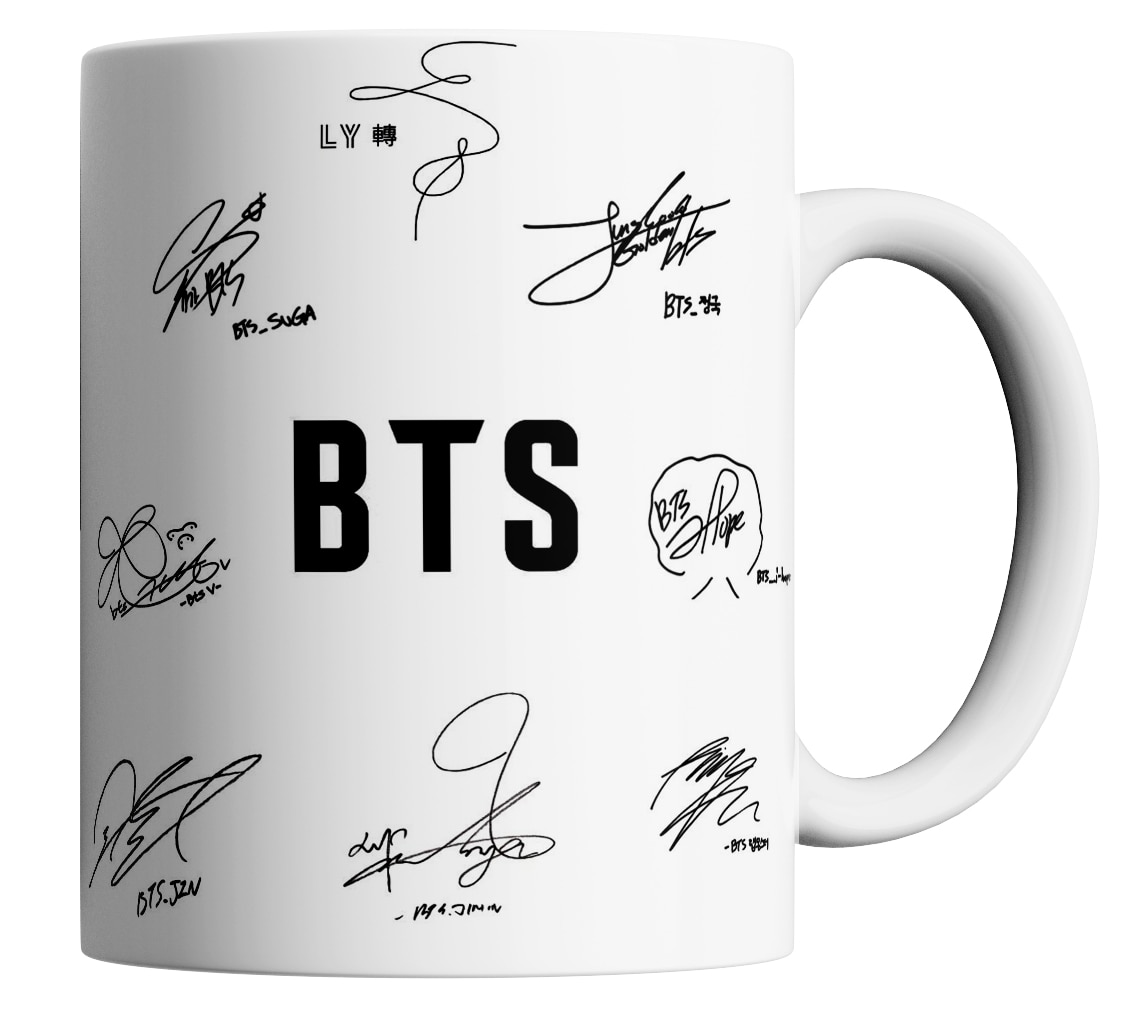 

Кружка БТС с автографами /КР154441/ 330 мл.Mug BTS with Autographs