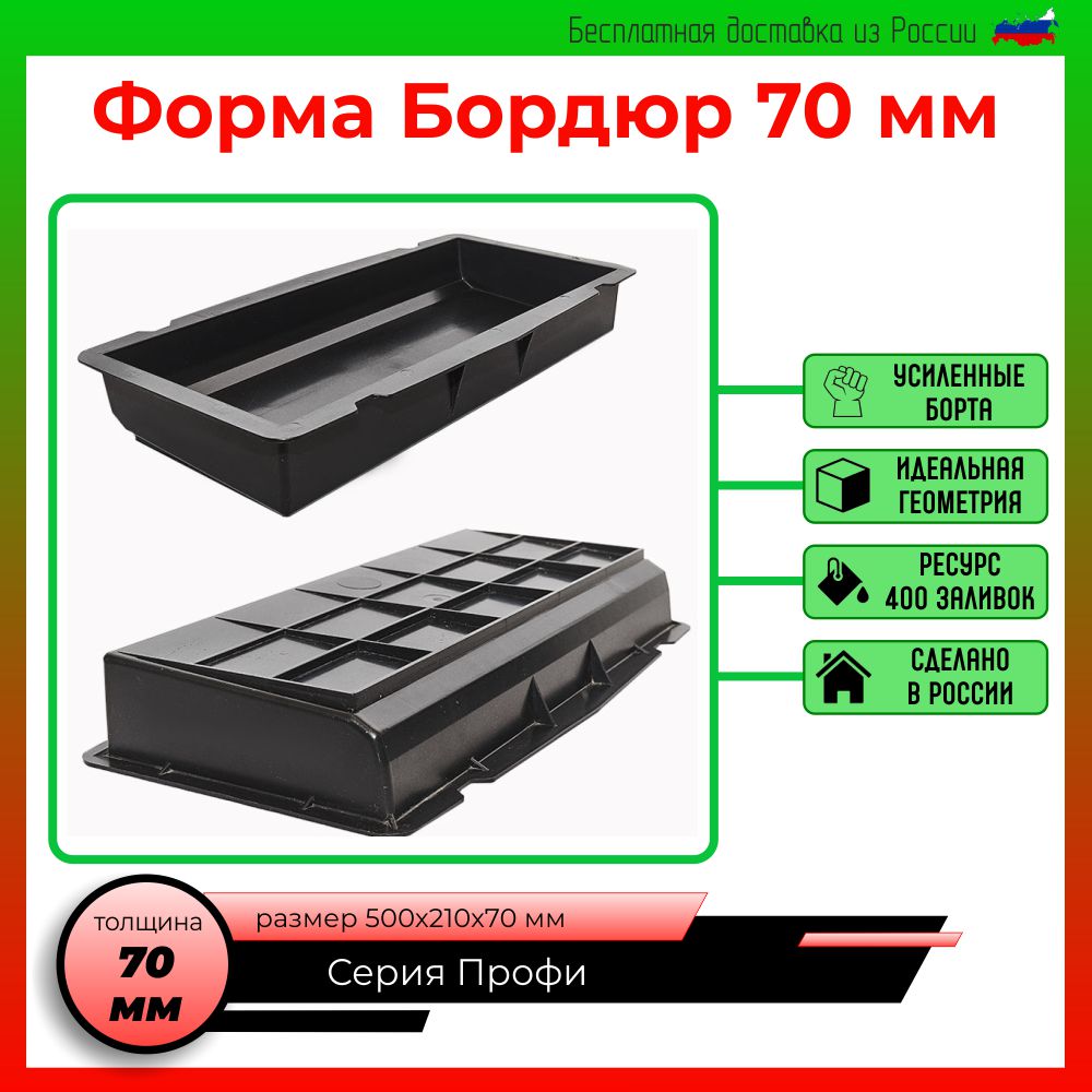 Форма для бетона бордюр, пластиковые формы бетонные для дорожек в саду, тротуарная плитка, формы для дорожек, 500х210х70