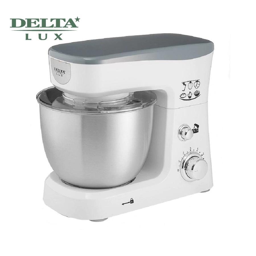

Миксер DELTA LUX DE-7900, белый с серым, 1000 Вт, с чашей 3,5 л планетарный многофункциональный