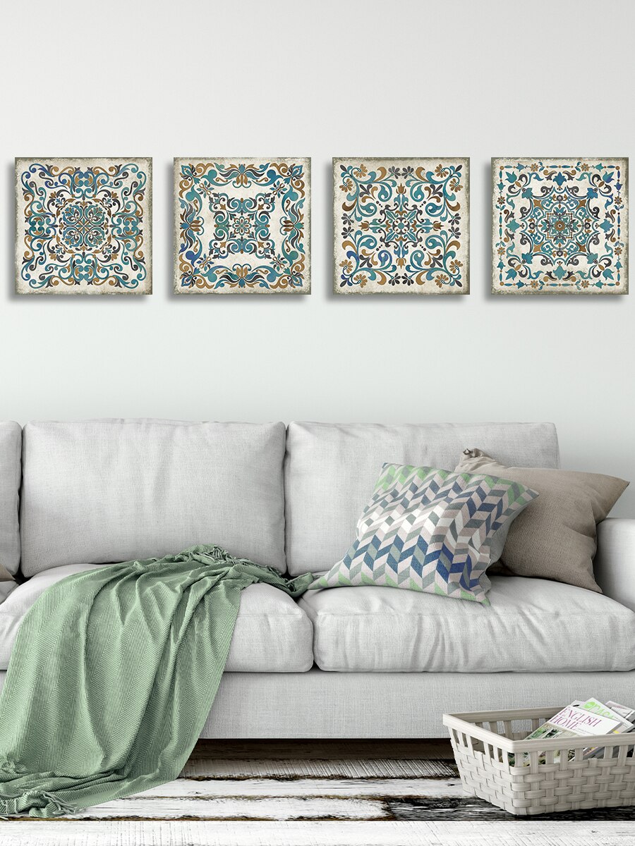 

Картины на холсте LOFTime 4 шт 30Х30 ПЛИТКА БЕЖЕВО-БИРЮЗОВАЯ К-266-3031