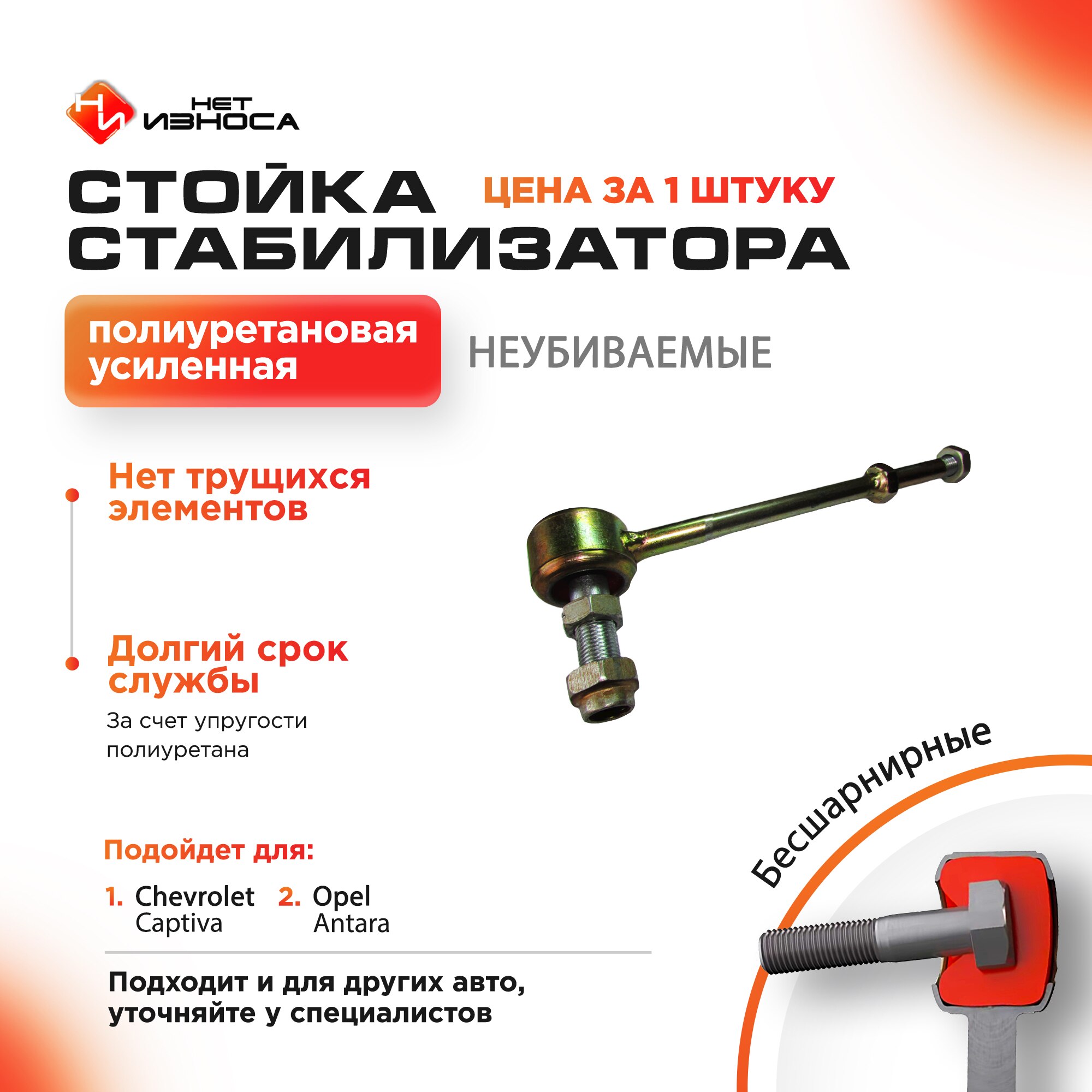

Стойка стабилизатора полиуретановая усиленная NL085 Chevrolet Captiva, C100, C140, Opel Antara