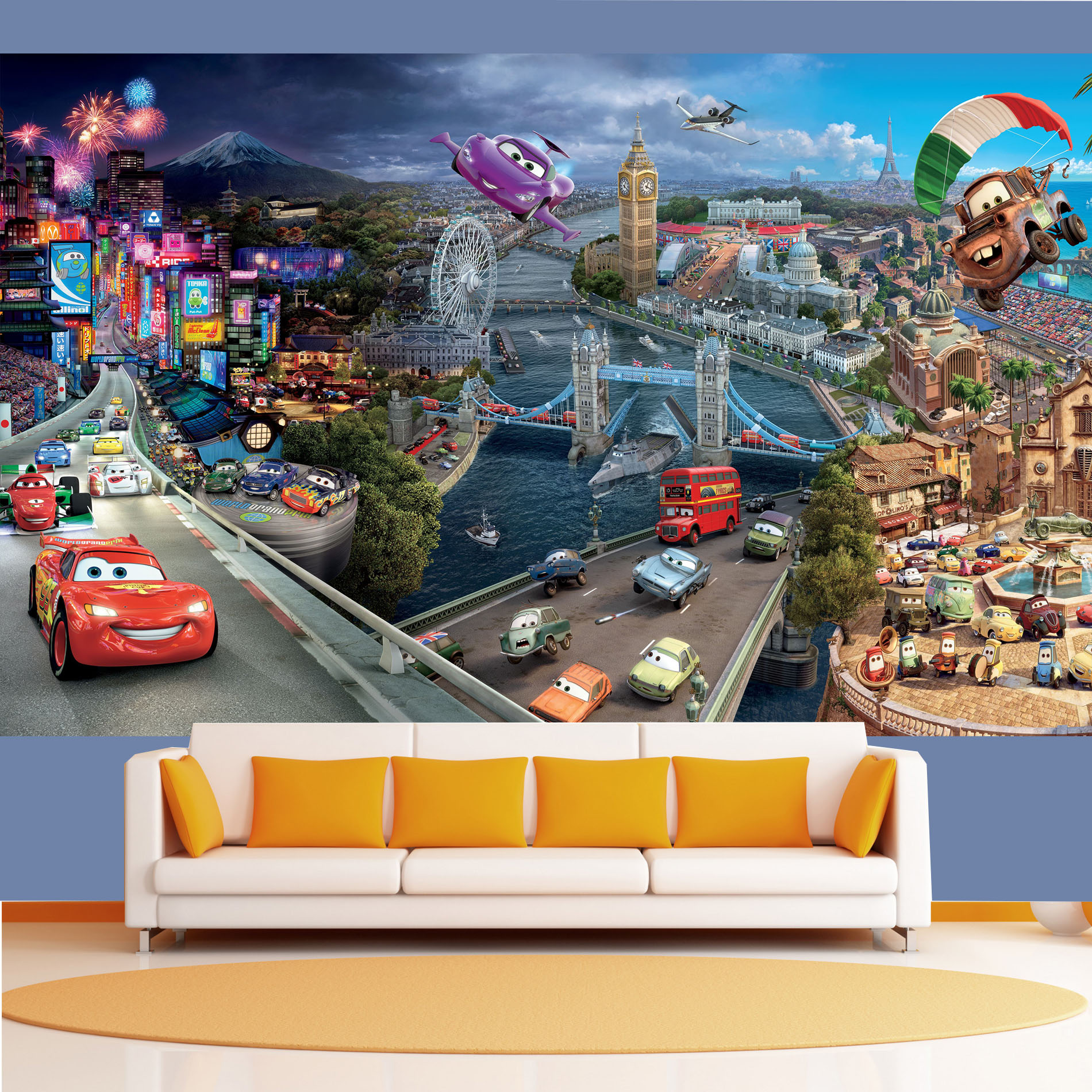Обои фотообои фотообои 3d на стену обои флизелиновые фото обои на стену Персонажи из мультфильма Тачки. растим гения ррр 1802 тачки 2