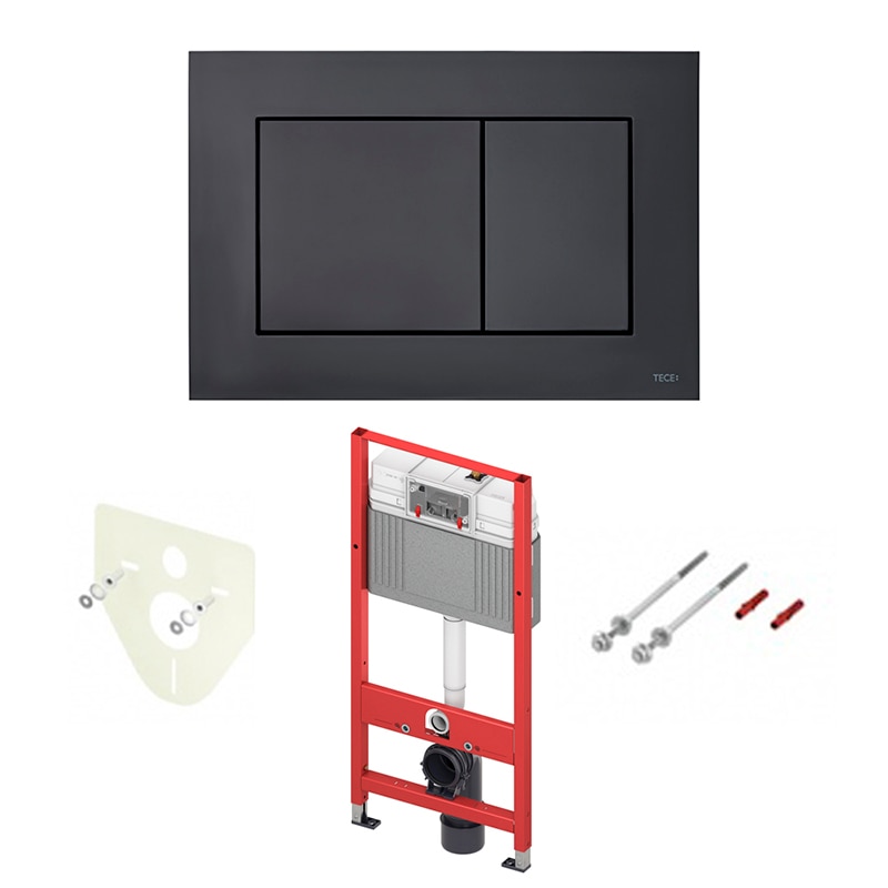 

Комплект для установки подвесного унитаза: инсталляция, пластиковая панель смыва TECEnow, черная матовая