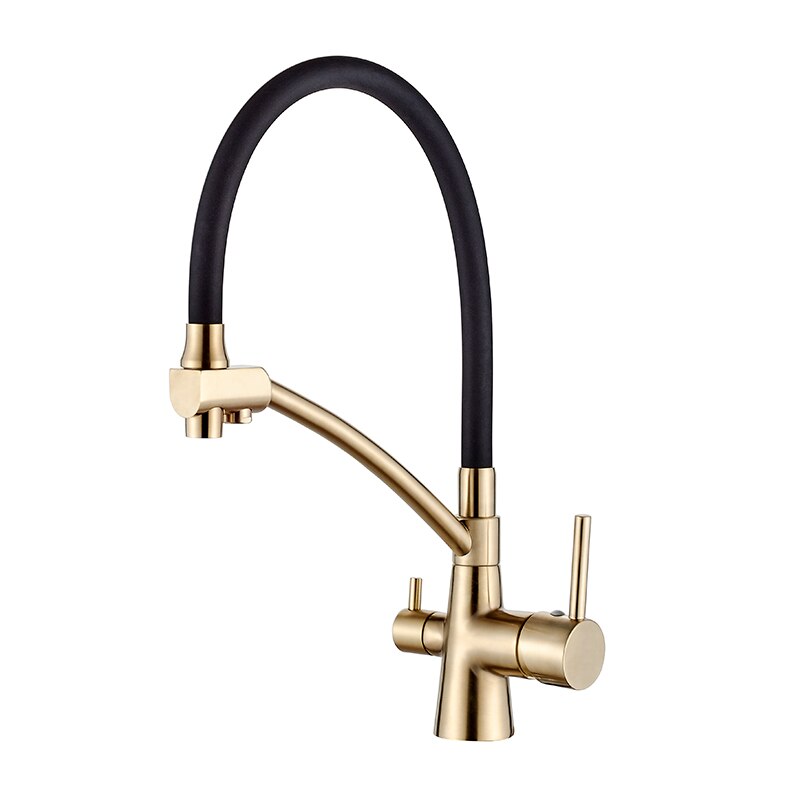 

LEDEME Смеситель для кухни из латуни, гибкий силиконовый излив, встроенный излив для фильтрованной воды L4855-2