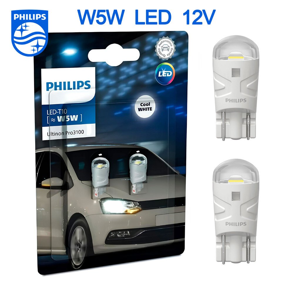 

Автомобильные светодиодные лампы Philips W5W (W2,1x9,5d) Ultinon Pro3100 LED 6500K (2 шт.) 11961CU31B2