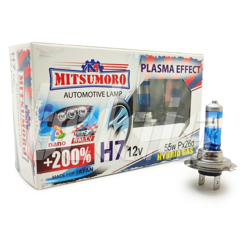 

Лампы галогенные «Mitsumoro» H7 +200 Plasma Effect (12V-55W, PX26d) #19069