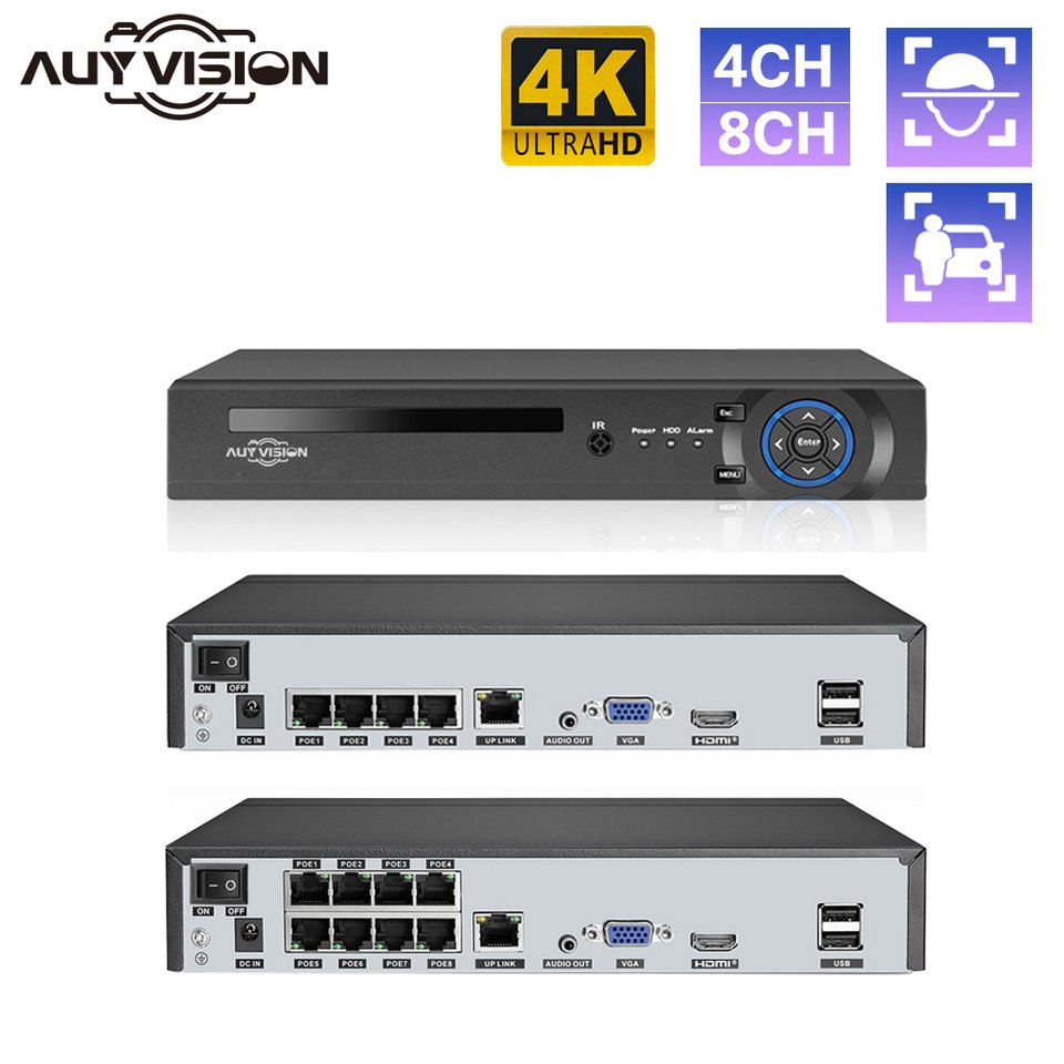

XMEye H.265 + 8-КАНАЛЬНЫЙ 4-МЕГАПИКСЕЛЬНЫЙ 5-МЕГАПИКСЕЛЬНЫЙ 1080p 4K POE NVR Аудиовыход Сетевой видеорегистратор видеонаблюдения до 16 каналов для IP-камеры POE