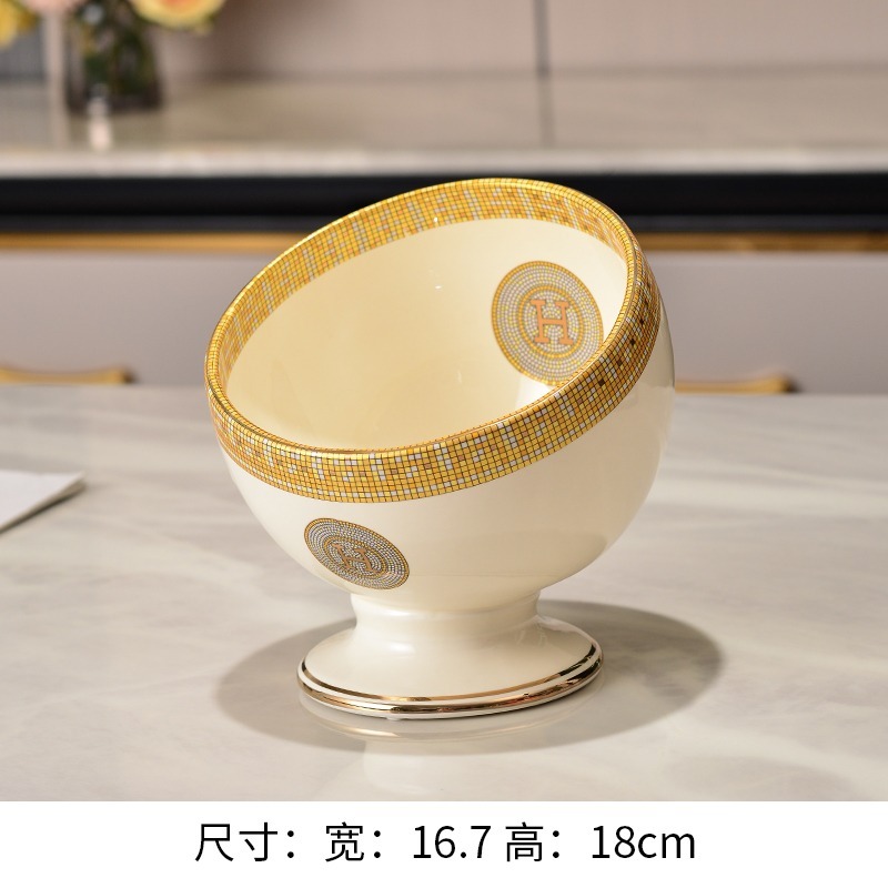 

Household ceramic living room, coffee table, KTV desktop, high foot small storage trash can