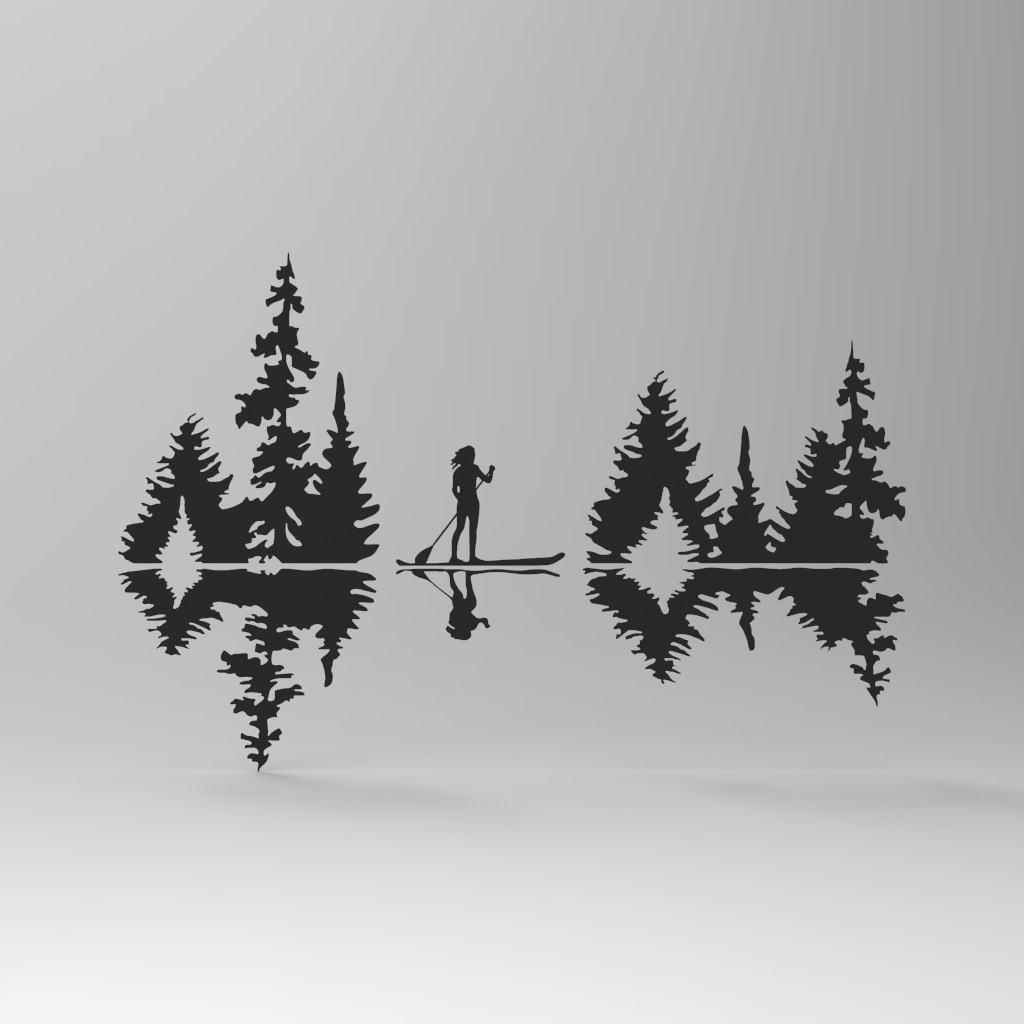 

Панно металлические Картина из металла Декор для дома На стену Дизайн Лофт Река Лодка Лес Отражение