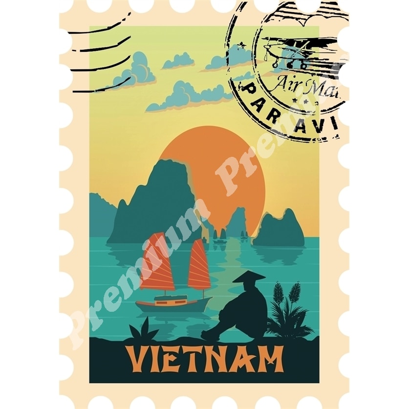 

Вьетнам Сувенирный магнит Винтажный туристический плакат