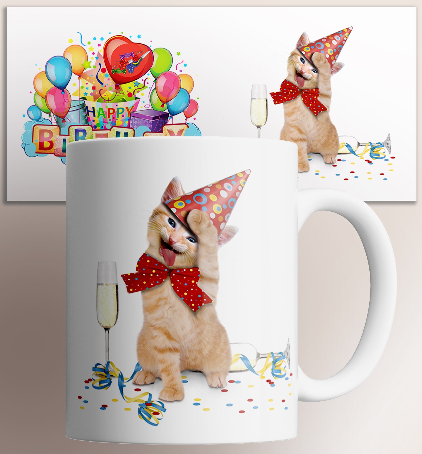

Кружка С Днем рождения Happy Birthday с котиком , на подарок , с принтом , КР166214 330 мл