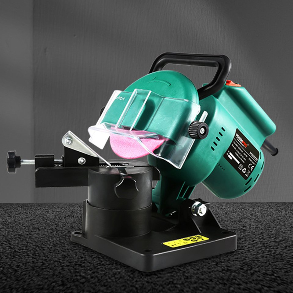 

Электрическая точилка для бензопилы мощностью 220 Вт Портативный станок для заточки цепной пилы с регулируемым углом наклона 100 мм для шлифования цепей