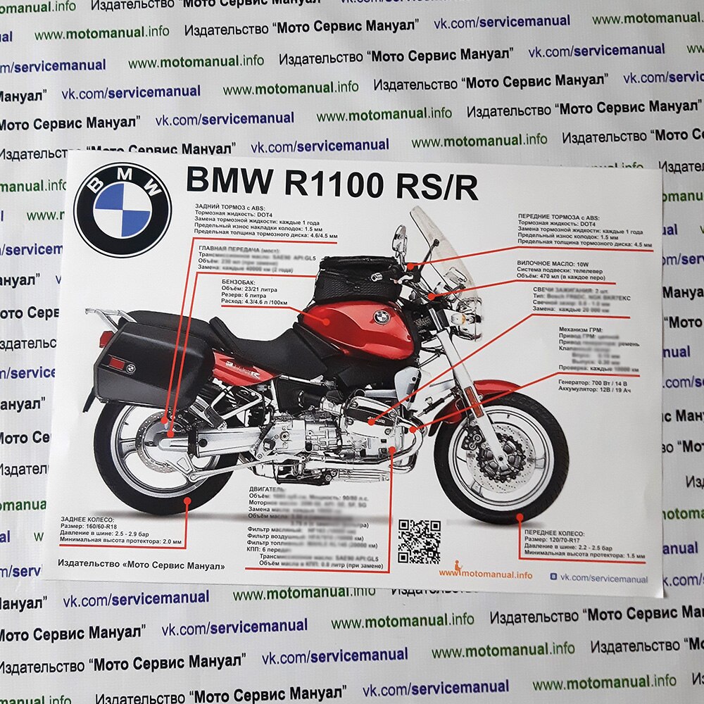 

Плакат на мотоцикл BMW R1100 RT/RS/GS/R (1992-2001) на русском языке