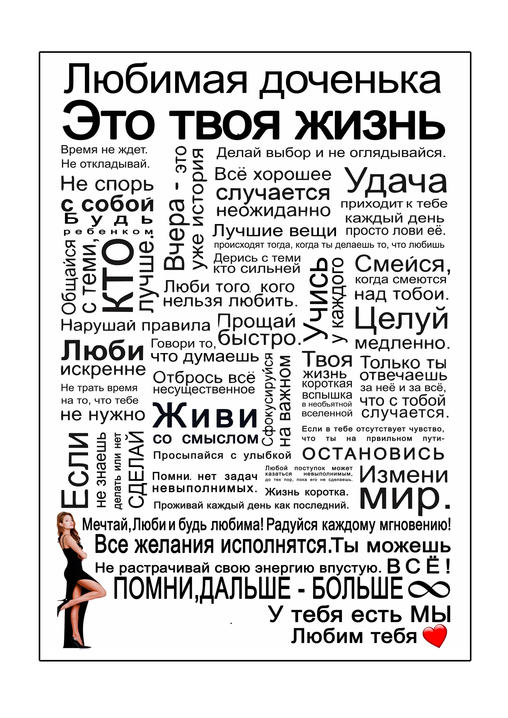 

Магнит на холодильник с панно - правила "Любимая доченька". Подарок дочке, девушке. Украшение для интерьера.