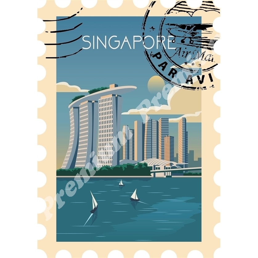 

Сингапур Сувенирный магнит Винтажный туристический плакат