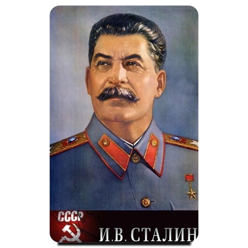 

Магнит на холодильник Сталин И.В., Репринт винтажного плаката СССР размер 86x54 мм.